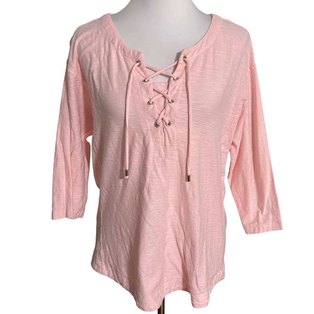 Tommy Hilfiger Light Pink Lace Up Blouse